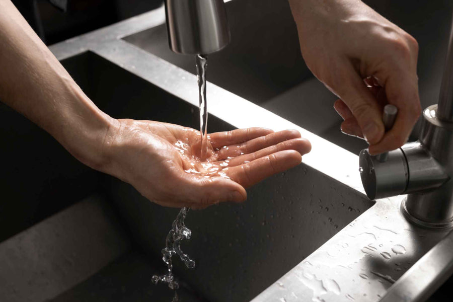 washing hands with filtered water