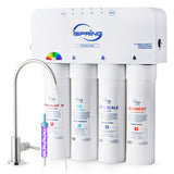 iSpring RO5004F-AK Alkaline Reverse Osmosis Water Filter with UV, 500 GPD, pH , 2:1 Pure to Drain, Tankless Remineralization RO System Under Sink with Boost Pump, Filter Life Monitor, Reduces PFAS, TDS, Lead, and Arsenic