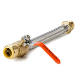 LittleWell AHPF12MNPT16 12 inch Braided Stainless Steel Hose Connector with Ball Valve, 3/4 inch Push-Fit x 1 inch Male NPT