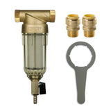 iSpring WSP-50+ACPF12MPT12x2 Reusable Spin Down Sediment Water Filter W/Push-Fit Plumbing Fittings