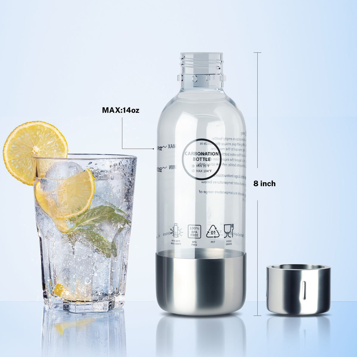 iSpring ABTRCD Carbonation Bottle for RCD100SPKHC Sparkling RO Water Maker, Durable & Easy to Use