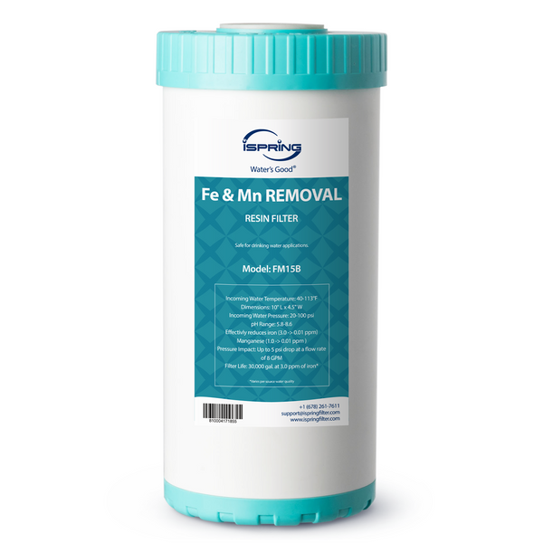 iSpring FM15B Iron and Manganese Reducing Water Filter, Replacement Cartridge for WGB21BM, 10"x 4.5"
