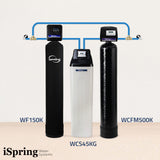iSpring WCFM500K+WCS45KG+WF150K Whole House Iron, Manganese, and Hydrogen Sulfide Water Filter Water Softener Chlorine, Chloramine, and Heavy Metal Water Filter - Set & Forget