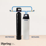 iSpring WCS45KG+WCFM500K Whole House Iron, Manganese, and Hydrogen Sulfide Water Filter Water Softener - Set & Forget