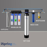 iSpring WSP50ARB+WDS150K+WF150K+WGB32B-PB+UVF55FS Well Water Solution with Finest 3-stage Lead Removal