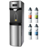 iSpring Bottleless Water Dispenser with 4-Stage Filtration, SGS-Tested 99% of Lead Removal, Water Cooler Dispenser - Hot, Cold, Room Temp, Self Cleaning, Stainless Steel, Silver, Model: DS4S-PB