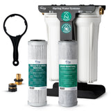 iSpring CW21-PFBV 2-Stage RV Water Filtration System, SGS-Tested PFAS, Bacteria, Viruses Removal, Dual Advanced Filters, 3/4'' Lead-Free Brass Quick Connectors, Tankless, High Capacity