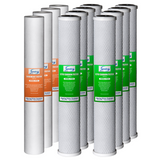 iSpring F12WCB32 20" x 2.5" Whole House Water Filter Replacement Set of 4, One Sediment Cartridge & Two Carbon Block Cartridges, Fit WCB32C & WCB32O