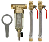 iSpring WSP50SL+AHPF12MNPT12X2 Reusable Spin Down Sediment Water Filter with Siliphos and Push Fit Ball Valve