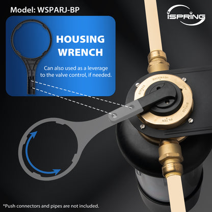 iSpring WSPARJ-BP Whole House Water Filter System Prefilter, Auto Flushing Spin Down Sediment Filter for Well Water, Integrated Bypass, 4-Mode Touch-Screen, Reusable, Jumbo Size