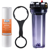 iSpring HC16FP15X1 Whole House Transparent Water Filter Housing 10-Inch 3/4-Inch FNPT Inlet/Outlet with 1 x 5 Micron Sediment Filters