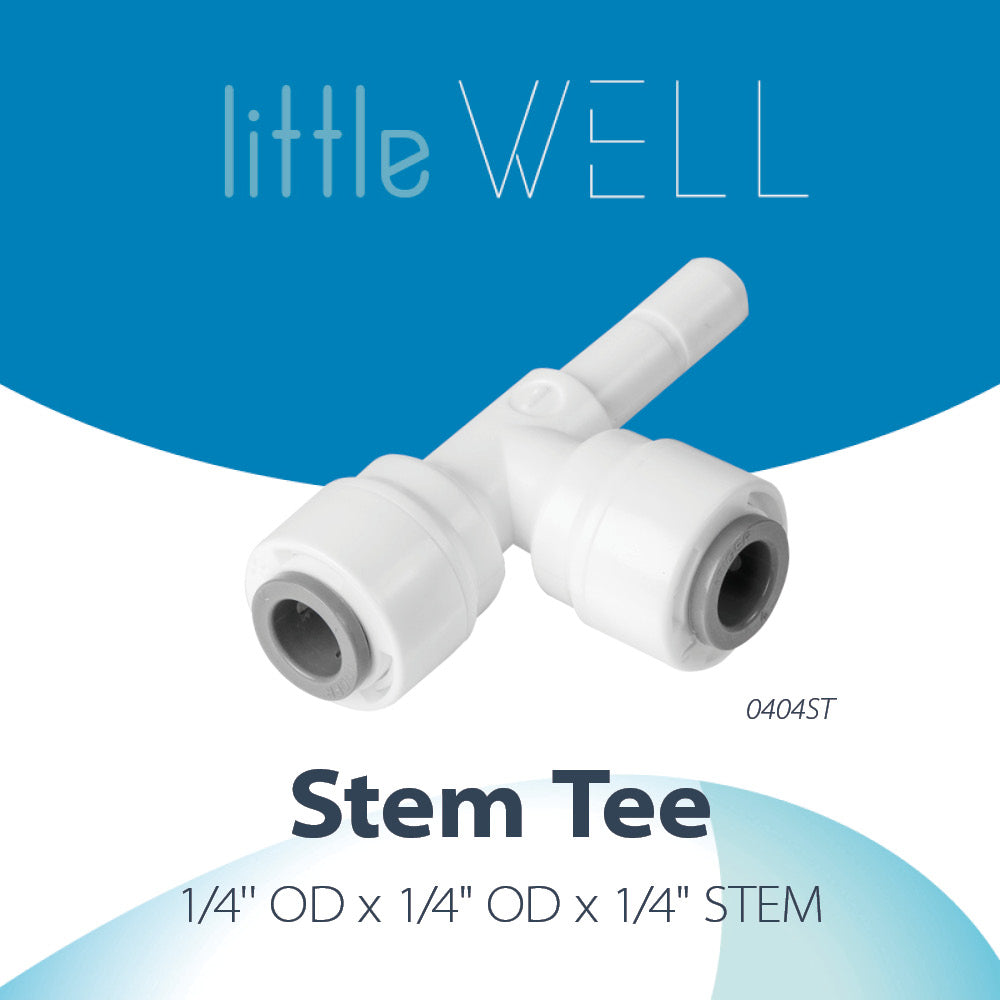 LittleWell 0404STX2 1/4" Quick Fitting x 2, 1/4" Stem Quick Fitting Stem TEE Fitting, 0404STX2, 2 Pack