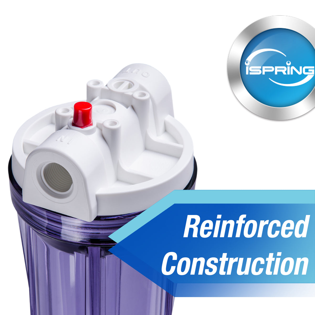 iSpring HC14-2PP Clear Housing, 1/2" Inlet/ Outlet with 2X FP15 10" x 2.5" Sediment Filter
