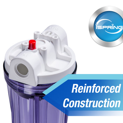 iSpring HC14-2PP Clear Housing, 1/2" Inlet/ Outlet with 2X FP15 10" x 2.5" Sediment Filter