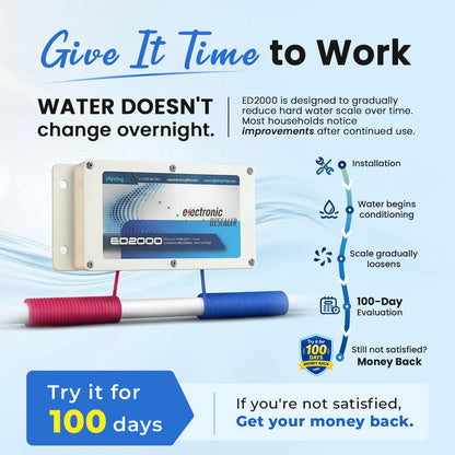 iSpring ED2000 Whole House Water Descaler, Alternative Electronic Salt-Free Hard Water Conditioner, Reduces Limescale Prevent Deposits Build-up, Different from a Water Softener