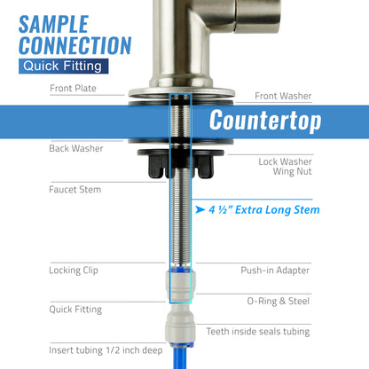iSpring GA3-BN Drinking Water Faucet for Kitchen Sink with 3/8'' Connector, Heavy Duty Lead-Free Reverse Osmosis Faucet for RO System, Non-Air Gap 100% Stainless Steel RO Faucet, Brushed Nickel Finish