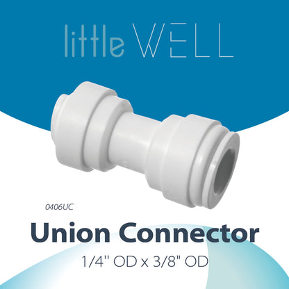 LittleWell 0406UCX2 1/4" x 3/8" Quick Connect Push Fitting Union Connector, 0406UCX2, 2 Pack