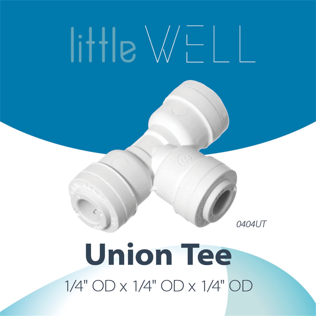 LittleWell 702KX2 1/4" x 1/4" x1/4" Quick Connect Push Fitting TEE splitter, 0404UTX2 702KX2, Pack of 2