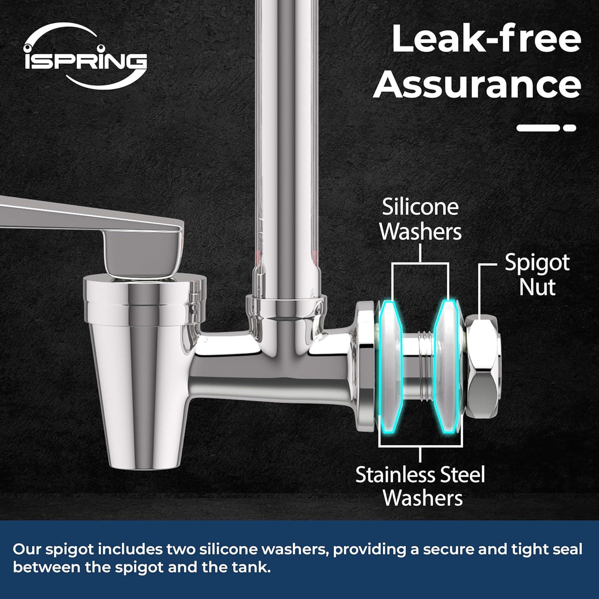 iSpring Sight Glass Spigot with A Clear View Water Level, Compatible with Berkey® and Waterdrop® Gravity-Fed Water Filtration System, Stainless Steel Food-Grade Material