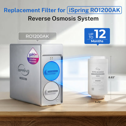 iSpring FPCA1200 PCA Composite Filter, Replacement for RO1200AK Reverse Osmosis System, Up to 12 Months Lifetime, Alkaline & Sediment & Carbon Composite Filter, pH+ Alkaline Remineralization