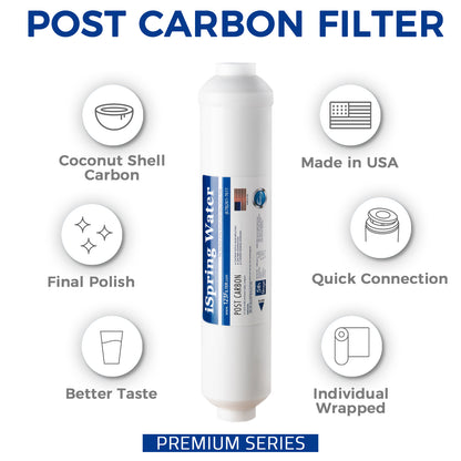 iSpring FT15US Premium Inline Activated Post Carbon Replacement with Quick Connect, Replacement Filter for PH100 &amp; RO100, 10" X 2.5"