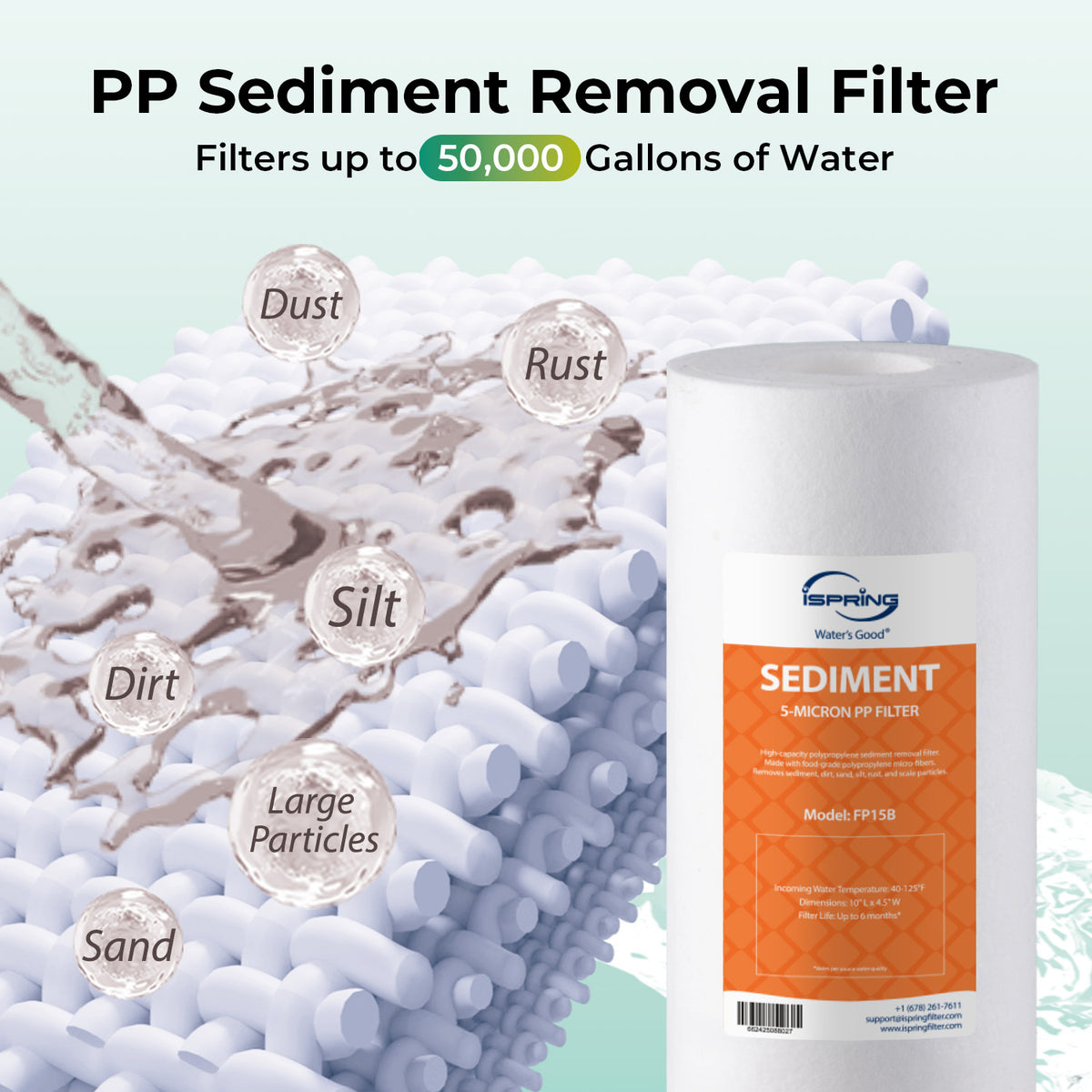 iSpring F3WGB31BPFKS Whole House Water Filter Replacement Pack, SGS-Tested Remove up to 99% PFAS, Also Target Heavy Metals, Sediments, Chlorine, Up to 12 Months, 10" × 4.5", Fits WGB31B-PFKS