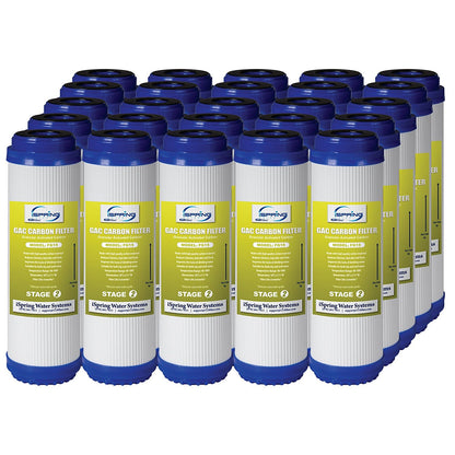iSpring FG15X25 Box of 25 10"x 2.5" GAC Granular Activated Carbon Water Filter Replacement Cartridge
