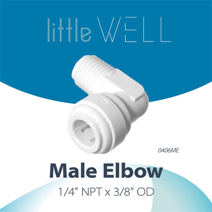 LittleWell 4064KX2 1/4" MNPT to 3/8" Quick Connect Push Fitting Connection Elbow, 0406MEX2 4064KX2, Pack of 2