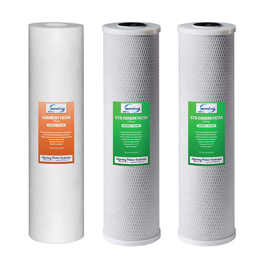 iSpring F3WGB32B 20" x 4.5" 3-Stage Whole House Water Filter Replacement Pack Set with Sediment and Carbon Block Cartridges