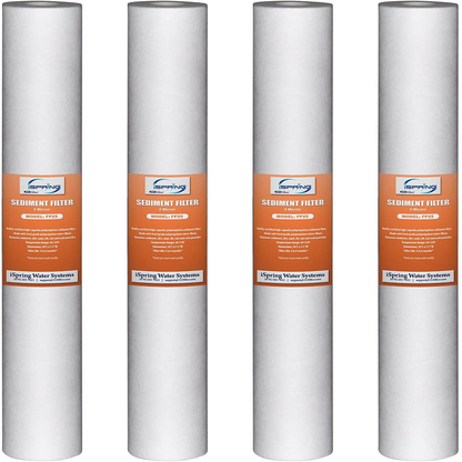iSpring ‎FP25X4 High Capacity 20” x 2.5” Water Replacement Cartridges Fine Sediment Filter, 5 Micron, 4 pieces, White, 4 Count