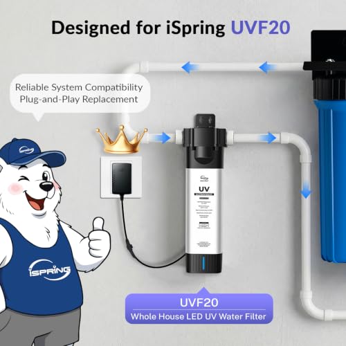 iSpring UVT20 Electronic Ballast for UVF20 UV Water Filtration System 100–240V AC 50/60Hz Input, 24V DC 36W Output, Plug-and-Play Replacement Power Adapter