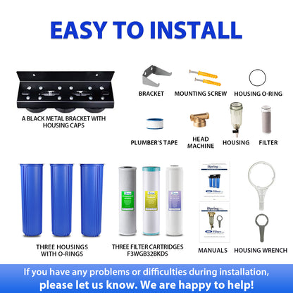 iSpring WGB32B-KDS+WSP50 Whole House Water Filter System w/ Spin Down Sediment Filter, Polyphosphate Anti-Scale, GAC KDF, and Carbon Block Water Filters, Water Descaler and Water Filter