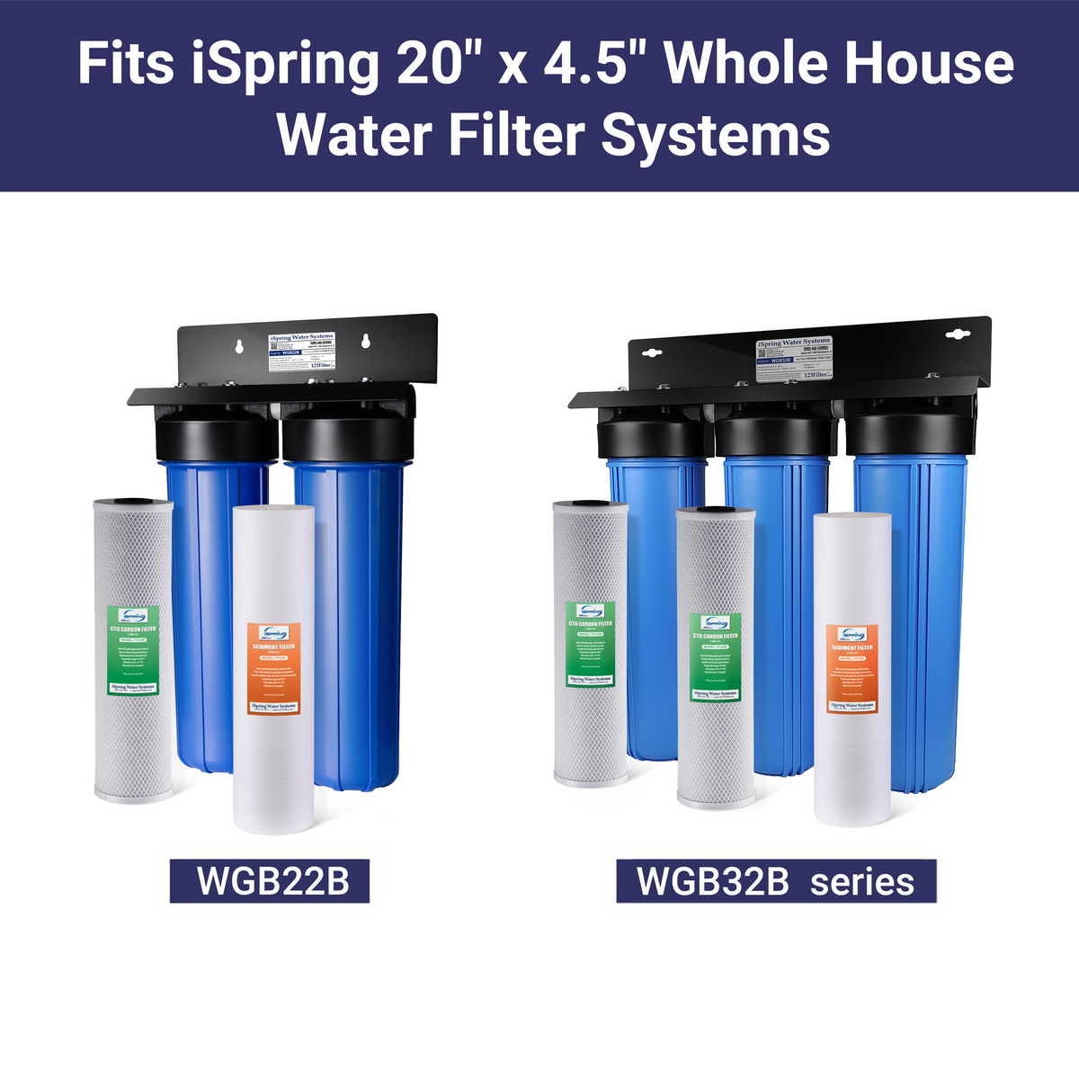 iSpring FP25B High Capacity 20” x 4.5” Whole House Water Filter Replacement Cartridge, Fine Sediment Filter, 5 Micron