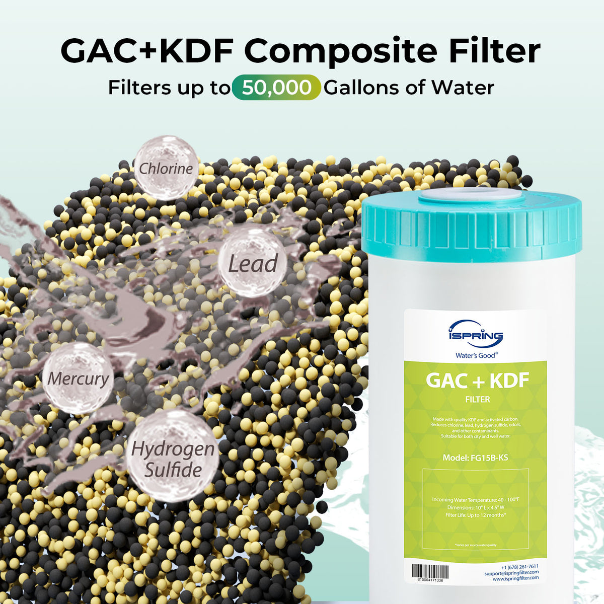iSpring F3WGB31BPFKS Whole House Water Filter Replacement Pack, SGS-Tested Remove up to 99% PFAS, Also Target Heavy Metals, Sediments, Chlorine, Up to 12 Months, 10" × 4.5", Fits WGB31B-PFKS