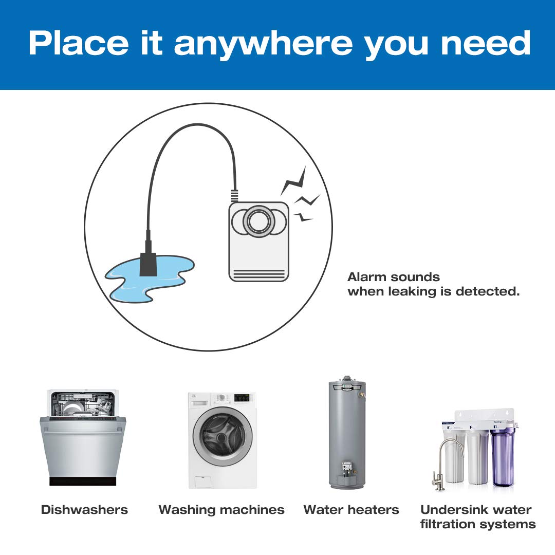 iSpring WD01 Leak Alert Electronic Water Detector/Water Sensor white, Flood Alarm