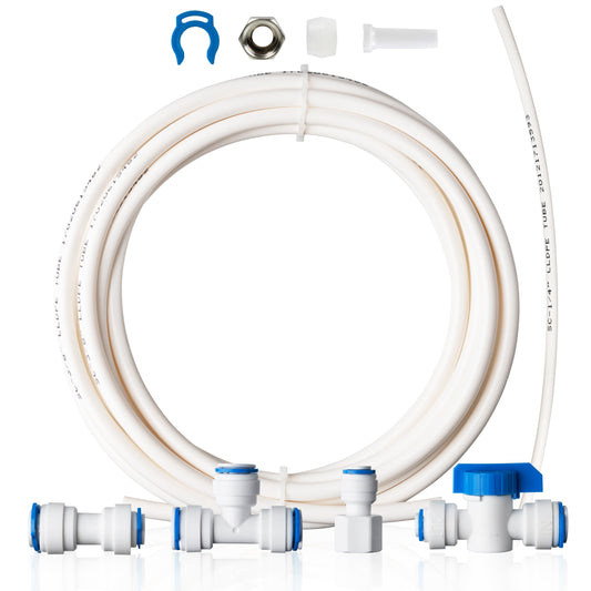 iSpring ICEK3 20 feet 3/8'' Tubing Water Line Splitter and Reverse Osmosis Refrigerator Ice Maker Kit, Fits PH100, RO100, US15 Series, Everything Included for Installation