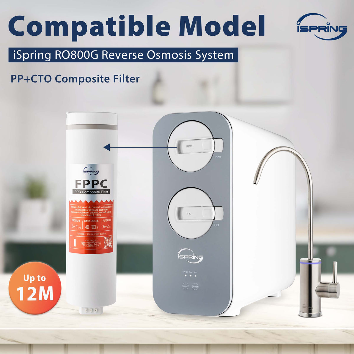 iSpring FPPC Replacement Water Filter for RO800 Reverse Osmosis System