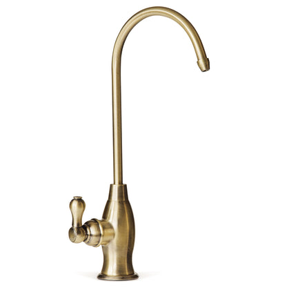 iSpring GK1-AB Lead-Free Faucet for RO System and Drinking Water Filtration Systems, Contemporary Coke-Shaped Style, High Spout, Antique Brass Finish
