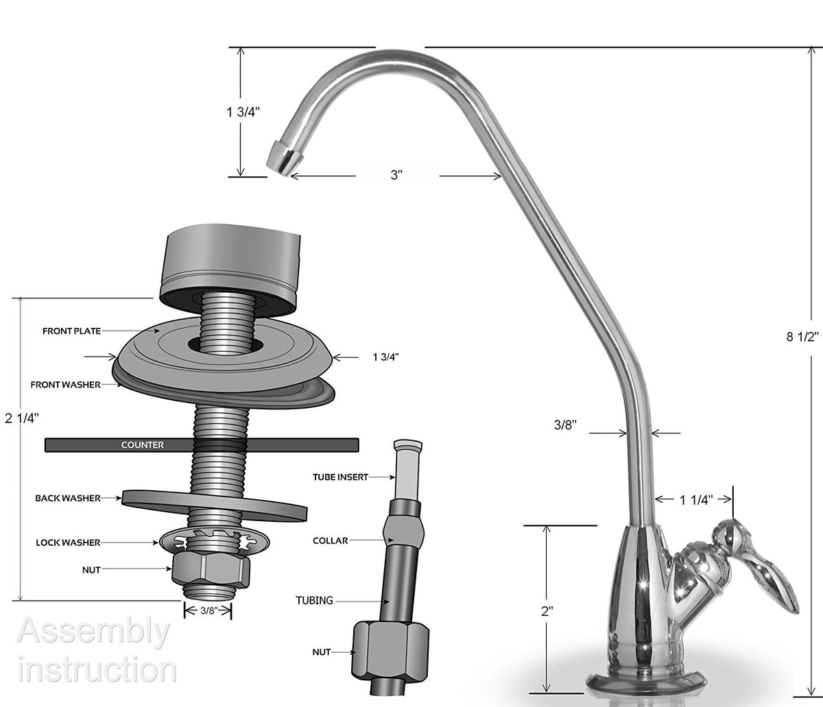 iSpring GS1 Lead-Free Reverse Osmosis Water Filter Drinking Water Faucet, Non-Air Gap Single Lever Handle RO Faucet, Chrome Finish