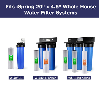 iSpring FC25B High Capacity 20" x 4.5" Water Filter Replacement Cartridge - Carbon Block - Fits Standard 20" x 4.5" Whole House Water Filter Systems