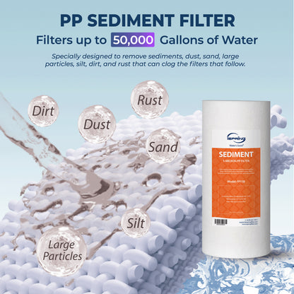 iSpring F2WGB21BCPB 10" x 4.5" Whole House Water Filters for WGB21B Series Water Filter Systems, includes Sediment and Lead-Removal Filters