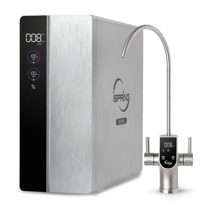 iSpring RO1200 Dual-Flow Reverse Osmosis Water Filter, 1200 GPD High Flow, w/TDS Monitor, Under Sink Tankless Reverse Osmosis System, 3:1 Pure to Drain, TDS PFAS Reduction, Auto Flush, Filter Reminder
