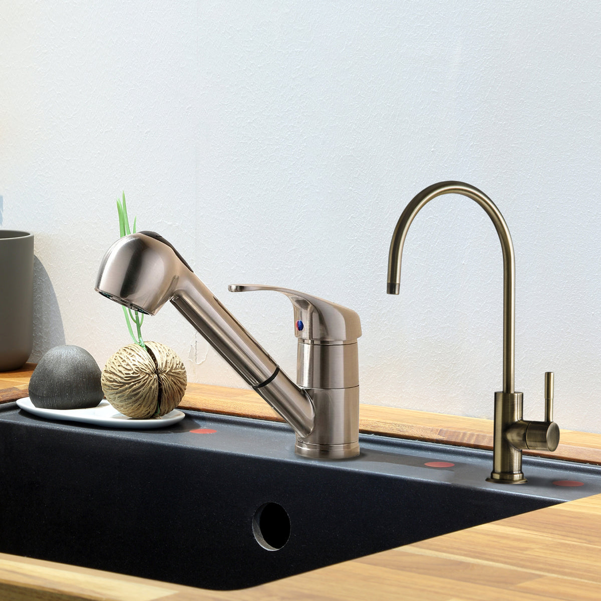iSpring GA1-AB Reverse Osmosis Faucet, Lead-Free Contemporary Drinking Water Faucet for RO Systems, High Spout, Antique Brass Finish