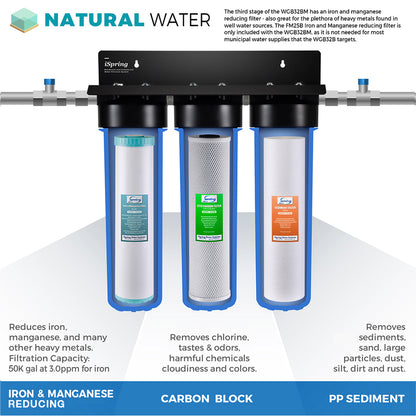 iSpring WSP50ARB+WF150K+WGB32BM Soft City Water Solution with Finest 3-stage  + Iron &amp; Manganese Removal