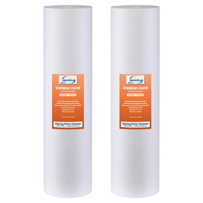 iSpring FP220BX2 20” x 4.5” Water Filter Replacement Cartridges, Sediment Filter, 20 Micron, Fits Whole House Water Filtration System, Pack of 2