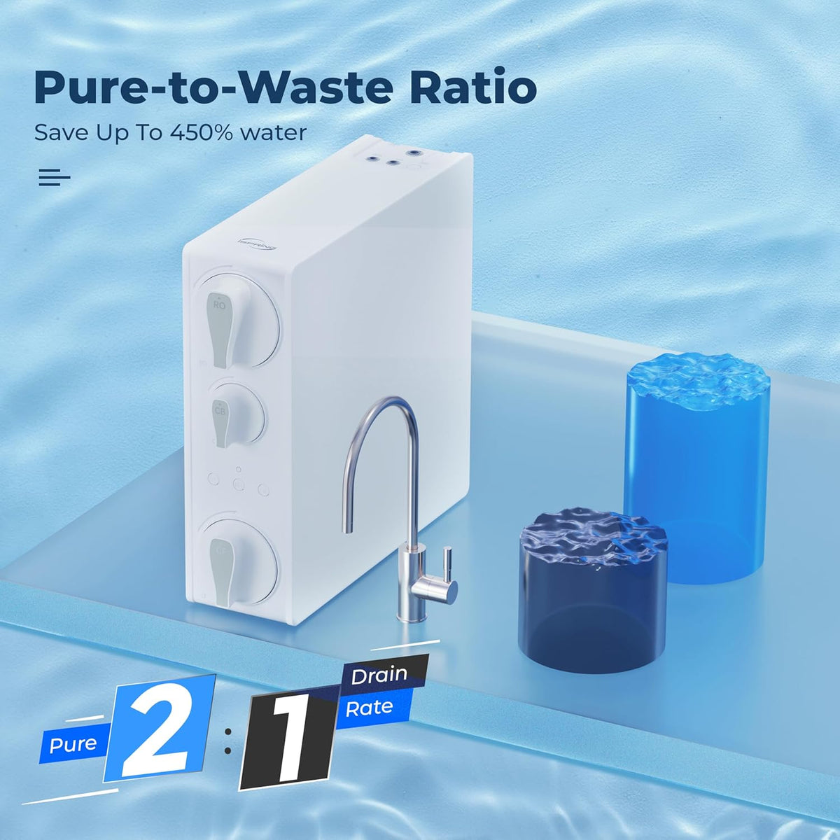 iSpring RO500AK-BN NSF Certified Tankless Reverse Osmosis Water Filtration System, 500 GPD tankless RO system with Alkaline Remineralization, Brushed Nickel Faucet , 2:1 Pure to Drain Ratio