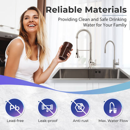 iSpring GA3-BN Drinking Water Faucet for Kitchen Sink with 3/8'' Connector, Heavy Duty Lead-Free Reverse Osmosis Faucet for RO System, Non-Air Gap 100% Stainless Steel RO Faucet, Brushed Nickel Finish