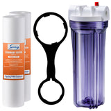 iSpring HC14-2PP Clear Housing, 1/2" Inlet/ Outlet with 2X FP15 10" x 2.5" Sediment Filter