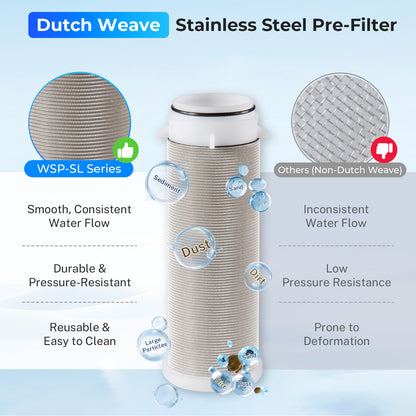iSpring WSP Spin Down Sediment Water Filter, Whole House Reusable Flushable Prefilter for Well Water, 1" MNPT + 3/4" FNPT, Lead-Free Brass