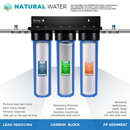 iSpring WSP50ARB+WDS150K+WF150K+WGB32B-PB Hard City Water Solution with Finest 3-stage    Lead Removal